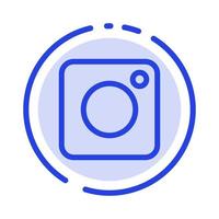 telecamera instagram foto sociale blu tratteggiata linea linea icona vettore