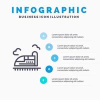 proiettile treno alto velocità blu infografica modello 5 passaggi vettore linea icona modello