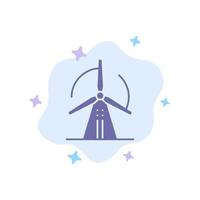 turbina vento energia energia blu icona su astratto nube sfondo vettore