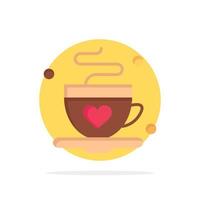 tazza caffè tè amore astratto cerchio sfondo piatto colore icona vettore