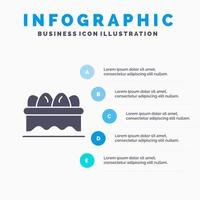 cestino Pasqua uovo solido icona infografica 5 passaggi presentazione sfondo vettore