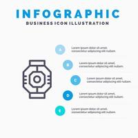 camera di equilibrio capsula componente modulo baccello linea icona con 5 passaggi presentazione infografica sfondo vettore