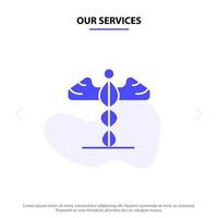 nostro Servizi medicina medico assistenza sanitaria Grecia solido glifo icona ragnatela carta modello vettore