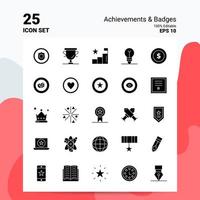25 realizzazioni badge icona impostato 100 modificabile eps 10 File attività commerciale logo concetto idee solido glifo icona design vettore