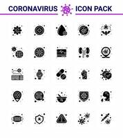 25 solido glifo coronavirus epidemico icona imballare succhiare come vettore infezione far cadere covid virus virale coronavirus 2019 nov malattia vettore design elementi