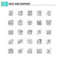 25 Aiuto e supporto icona impostato vettore sfondo