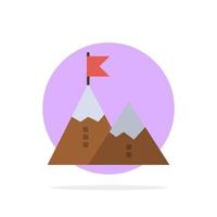 successo realizzazione bandiera obbiettivo missione montagna picco astratto cerchio sfondo piatto colore icona vettore