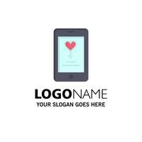 App mobile amore amante attività commerciale logo modello piatto colore vettore