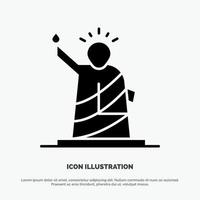 punti di riferimento libertà di statua Stati Uniti d'America solido glifo icona vettore