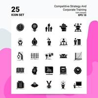 25 competitivo strategia e aziendale formazione icona impostato 100 modificabile eps 10 File attività commerciale logo concetto idee solido glifo icona design vettore