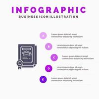 grado realizzazione certificato diplomato solido icona infografica 5 passaggi presentazione sfondo vettore