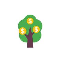 icona di vettore di albero dei soldi su bianco