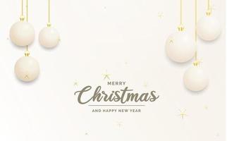 festivo Natale decorazione bianca e oro Natale palle per sito web. sociale reti. blog o il tuo video canale vettore