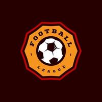 tipografia sportiva professionale moderna di calcio o di calcio in stile retrò. emblema di disegno vettoriale, distintivo e design del logo modello sportivo vettore