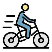 uomo bicicletta icona colore schema vettore