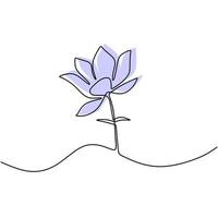 fiore di loto linea continua illustrazione vettoriale. bella ninfea isolati su sfondo bianco. natura acqua pianta ecologia vita concetto di bellezza. decorazione floreale. disegno di contorno minimalista vettore