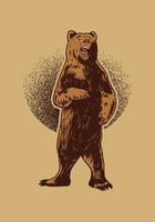 illustrazione disegnata a mano dell'orso per t-shirt, poster o logo. illustrazione grizzly isolato su sfondo beige vettore