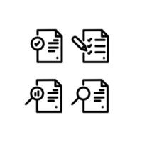 disegno di icone del documento di audit lineare isolato su priorità bassa bianca