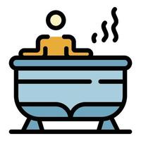 uomo nel il vasca idromassaggio icona colore schema vettore