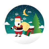 Natale inverno paesaggio con Santa claus, regalo e natale albero. Natale festivo manifesto design vettore