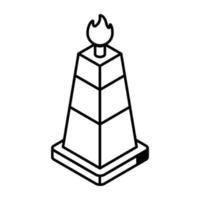 un modificabile isometrico icona di bagliore Torre vettore