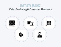 video producendo e computer hardware glifo icona imballare 5 icona design. modificare. clip. ragazza. prima. film vettore