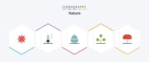 natura 25 piatto icona imballare Compreso fungo. natura. tempo atmosferico. giardino. primavera vettore