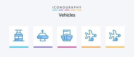 veicoli blu 5 icona imballare Compreso ritardo. trasporto. riempito. aereo. volo. creativo icone design vettore