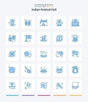 creativo holi 25 blu icona imballare come come taj mahal. costruzione. Data. India. nazione vettore
