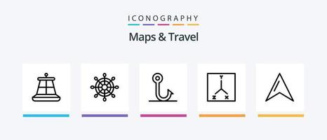 mappe e viaggio linea 5 icona imballare Compreso . traffico. spazio. coordinate. creativo icone design vettore