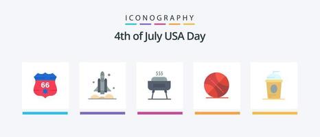 Stati Uniti d'America piatto 5 icona imballare Compreso torta. gli sport. Stati Uniti d'America. sfera. vacanza. creativo icone design vettore