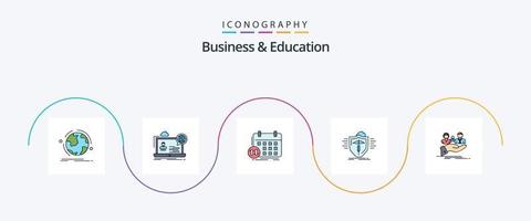 attività commerciale e formazione scolastica linea pieno piatto 5 icona imballare Compreso Salute. evento. seminario. appuntamento. classi vettore