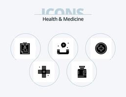 Salute e medicina glifo icona imballare 5 icona design. emergenza. chiamata. modulo. paziente. Salute vettore