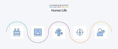 umano blu 5 icona imballare Compreso umano. obbiettivo. immagine. gestione. attività commerciale vettore