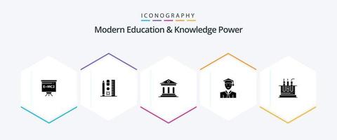 moderno formazione scolastica e conoscenza energia 25 glifo icona imballare Compreso test. apprendimento. Università. laureato. alunno vettore