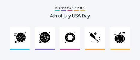 Stati Uniti d'America glifo 5 icona imballare Compreso Stati Uniti d'America Festival. americano. cibo. Stati Uniti d'America. pipistrello. creativo icone design vettore