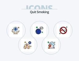 smettere fumo linea pieno icona imballare 5 icona design. sigaretta. malsano. assistenza sanitaria. fumare. tempo vettore