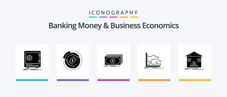 bancario i soldi e attività commerciale economia glifo 5 icona imballare Compreso grafico. frecce. finanziario. i soldi. finanza. creativo icone design vettore