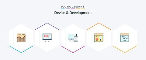 dispositivo e sviluppo 25 piatto icona imballare Compreso Internet . formazione scolastica. computer . ricerca. del browser vettore