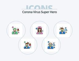 corona virus super eroe linea pieno icona imballare 5 icona design. medico. farmacista. musulmano medico. Ospedale. cura vettore