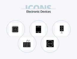 dispositivi glifo icona imballare 5 icona design. elettronica. tavoletta. attrezzatura. ipad. processore vettore