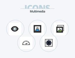 multimedia linea pieno icona imballare 5 icona design. . . preferenze. foto. Inserisci vettore