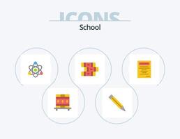 scuola piatto icona imballare 5 icona design. . . formazione scolastica. studia. libro vettore