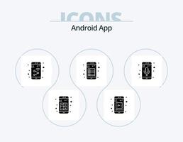 androide App glifo icona imballare 5 icona design. lettura. interfaccia. app. libro. Wi-Fi vettore