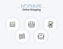 in linea shopping linea icona imballare 5 icona design. Contanti. newsletter. notizia. porta vettore