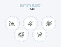 UX e ui linea icona imballare 5 icona design. sviluppo. stella. freccette. consigliare. preferito piace vettore