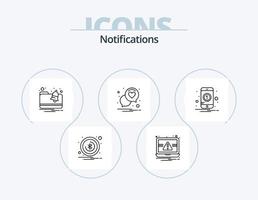 notifiche linea icona imballare 5 icona design. . navigazione. notifica. carta geografica. errore vettore
