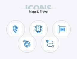 mappe e viaggio blu icona imballare 5 icona design. . mappe. vacanza vettore