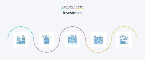 investimento blu 5 icona imballare Compreso . i soldi. in linea negozio. cheque. ritorno vettore