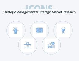 strategico gestione e strategico mercato ricerca blu icona imballare 5 icona design. tazza. obbiettivo. uomo. serratura. obbiettivo vettore